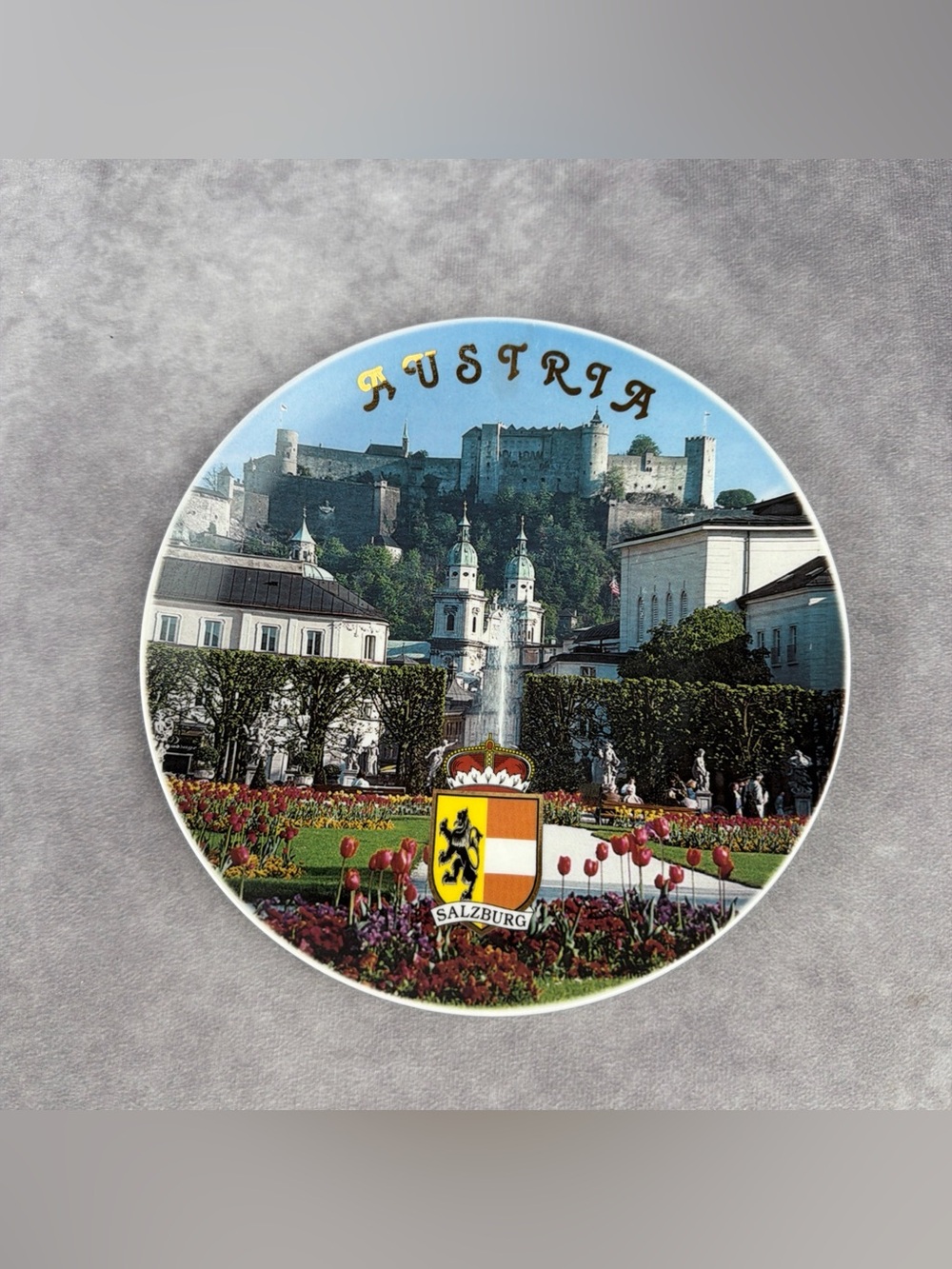 VTG Austria Salzburg 7.75” Souvenir Collector Plate Fortress Mirabell Gardens